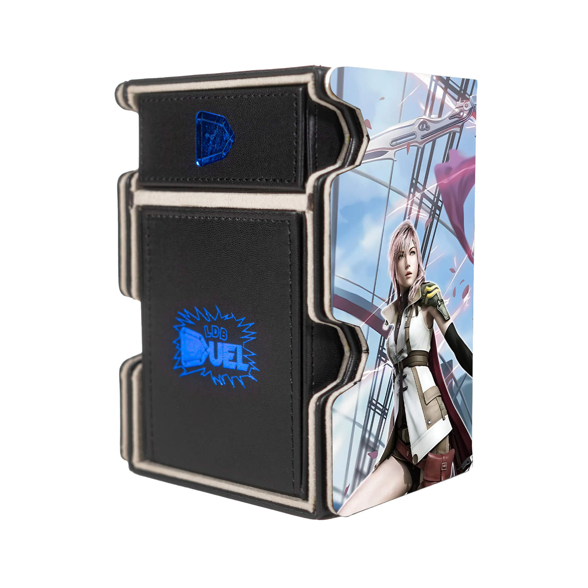 Here is the Right View of the Lightning, Army of One Mach 3 Black Deck Box. Medic-mtg-deck-tray-dice-tray-LDB-Duel