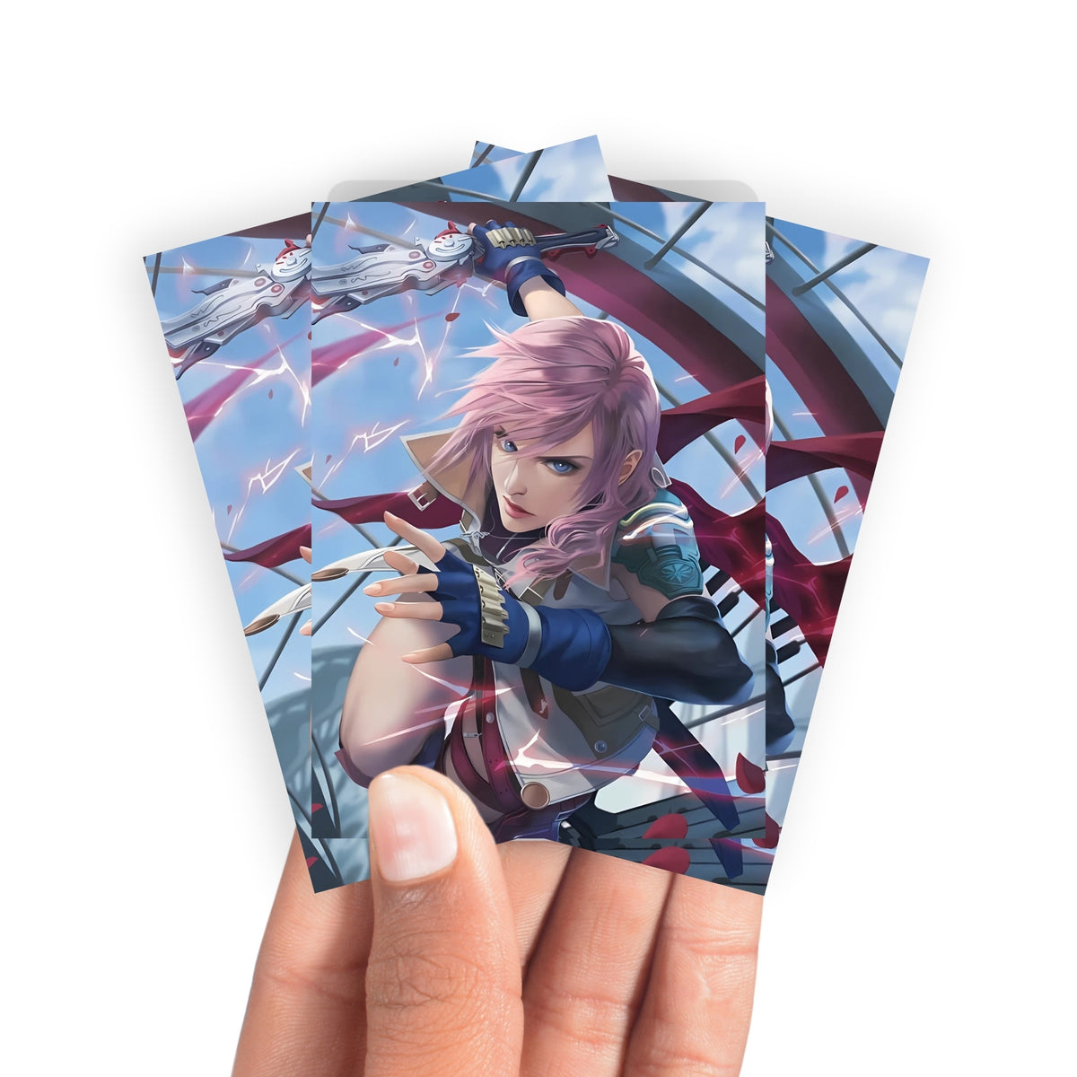 Keep your cards safe and stylish with our borderless card sleeves. Designed edge-to-edge to showcase your artwork, they offer a sleek, modern aesthetic. From LDB Duel, printed with the exclusive Lightning, Army of One design for a fresh, premium feel.Final-Fantasy-yugioh-mtg-pokemon-card-protection-standard-japanese-dragon-shield-LDB-Duel-borderless