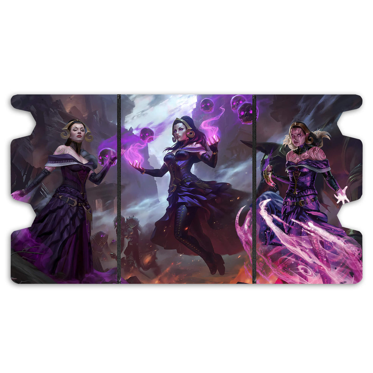 Here is the Full Lid Design of the Liliana - Legendary Planeswalker Mach 3 Black Deck Box. Death-Wielder-mtg-custom-art-leather-durable-LDB-Duel