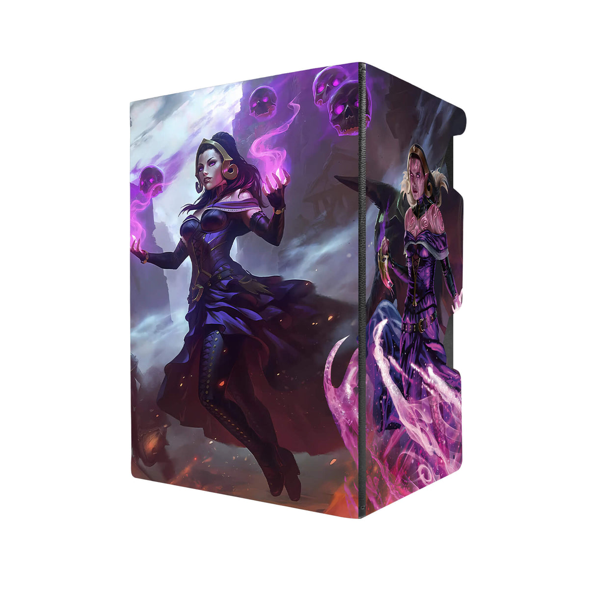 Here's another quality black deck box from LDB Duel featuring our exclusive Liliana - Legendary Planeswalker art. Fits all types of trading card games, including Pokémon, Yu-Gi-Oh! and Magic The Gathering. The perfect card holder for the TCG player safely holds up to 100 double-sleeved cards. EVEN in extra thick sleeves. Comes with a pull-out dice tray. Death-Mage-mtg-tcg-accessories-card-storage-LDB-Duel