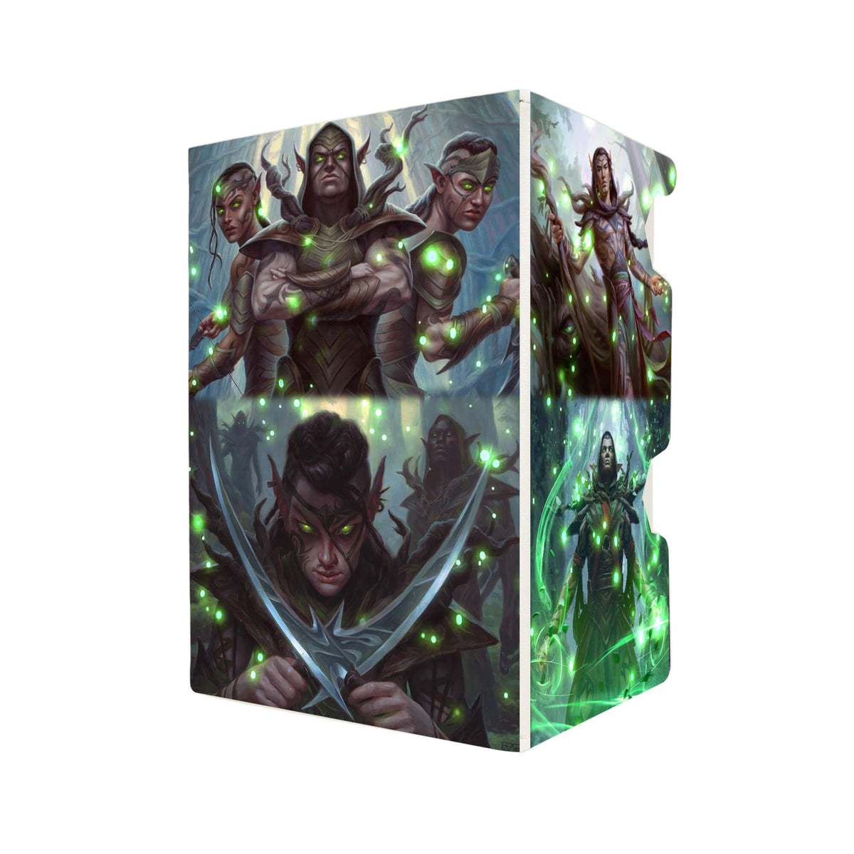 Here's another quality white deck box from LDB Duel featuring our exclusive Llanowar Elves art. Fits all types of trading card games, including Pokémon, Yu-Gi-Oh! and Magic The Gathering. The perfect card holder for the TCG player safely holds up to 100 double-sleeved cards. EVEN in extra thick sleeves. Comes with a pull-out dice tray. Elf-Druid-magic-digimon-ygo-card_protector-gaming-accesories-LDB-Duel
