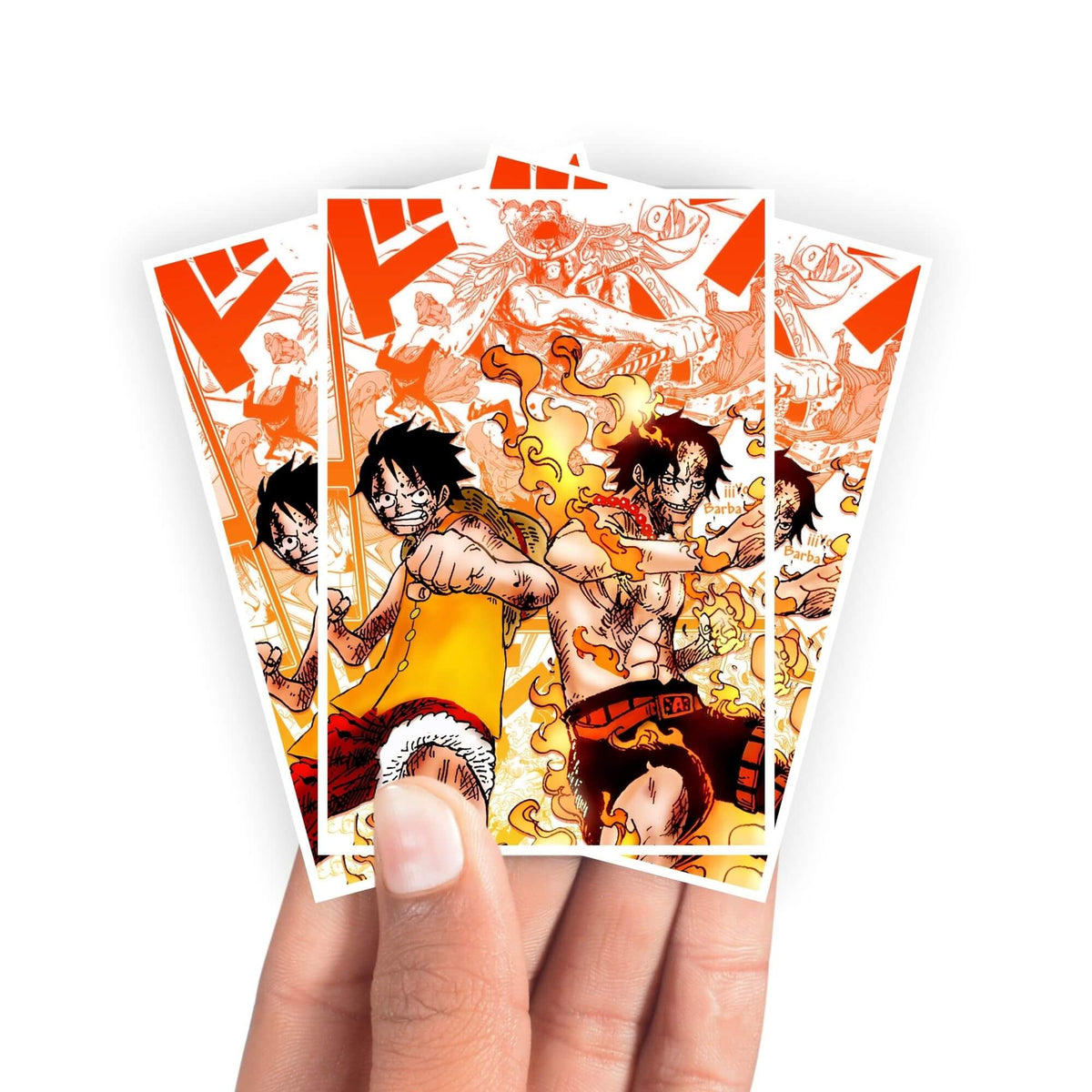 Protect and enhance your cards with our clean and crisp white border card sleeves. Featuring a minimalist design that complements any artwork, these sleeves offer a bright, timeless look. From LDB Duel. Printed with our exclusive Luffy & Ace design for a fresh and premium finish. Ace-anime-yugioh-mtg-pokemon-card-protection-standard-japanese-dragon-shield-LDB-Duel-white