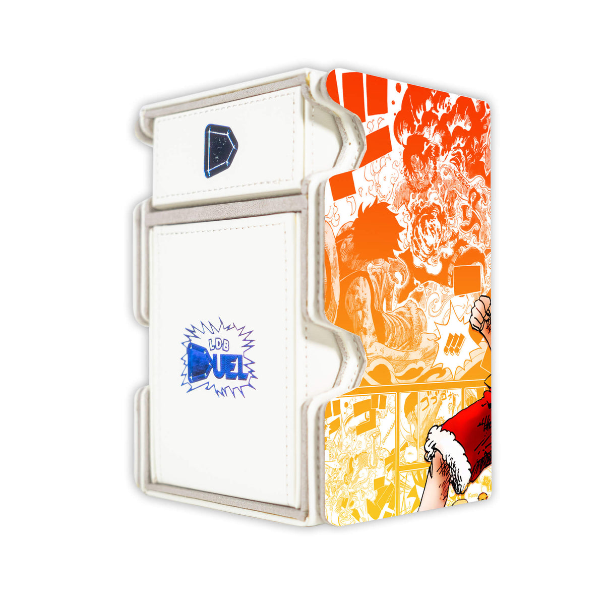 Here is the Right View of the Luffy & Ace Mach 3 White Deck Box. Fire-Fist-anime-deck-tray-dice-tray-LDB-Duel