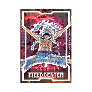 Level up your game with our custom-printed metal field centers, featuring exclusive Luffy: Sun God Nika artwork in gold metal. Durable, scratch-resistant, and embossed with the iconic Yu-Gi-Oh! card back, these slim field centers fit perfectly in card sleeves. Sabo-anime-yugioh-mtg-pokemon-metal-card-embossed-design-custom-artwork-duel-accessories-ldb-duel
