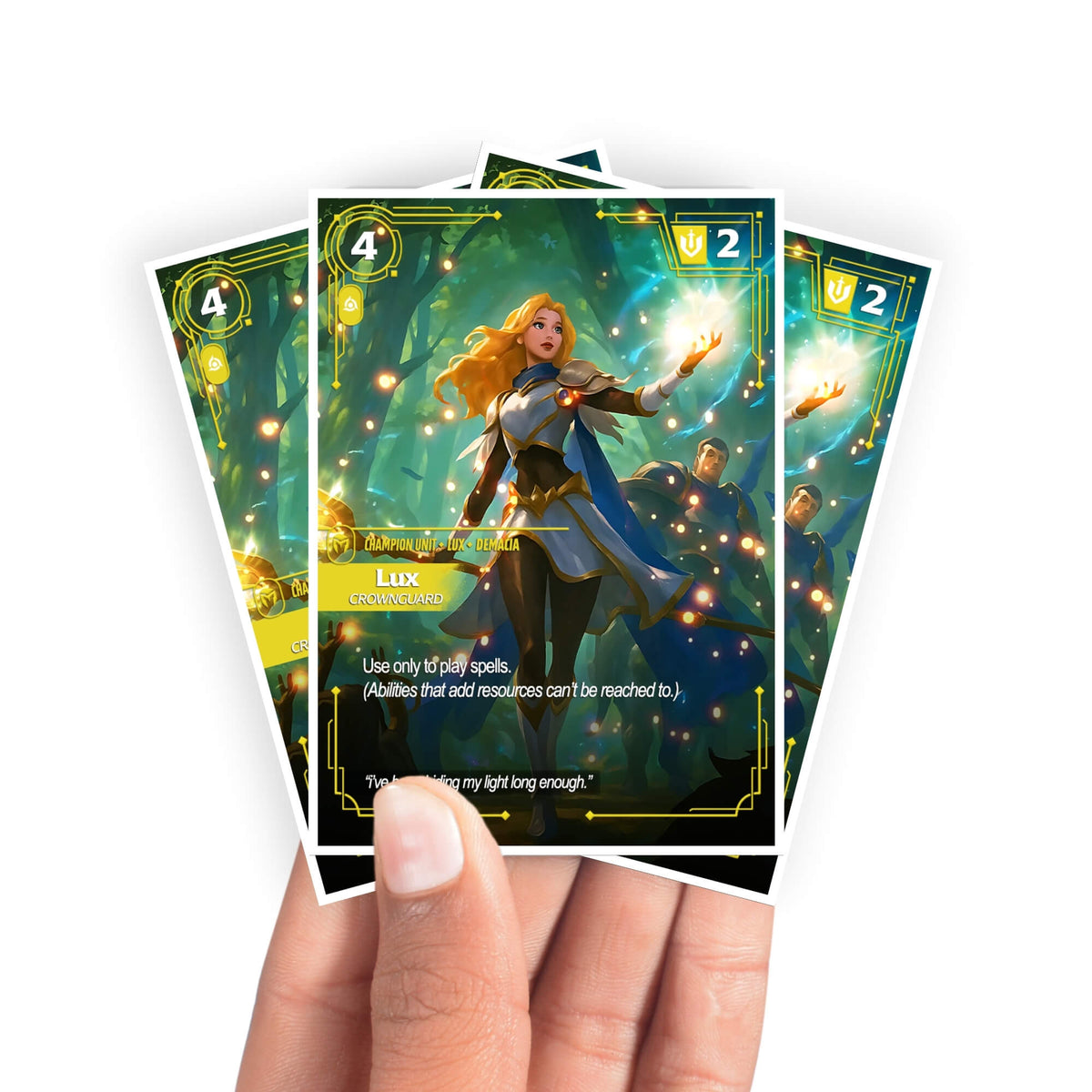 Protect and enhance your cards with our clean and crisp white border card sleeves. Featuring a minimalist design that complements any artwork, these sleeves offer a bright, timeless look. From LDB Duel. Printed with our exclusive Lux Crownguard design for a fresh and premium finish. Illumination-anime-yugioh-mtg-pokemon-card-protection-standard-japanese-dragon-shield-LDB-Duel-white