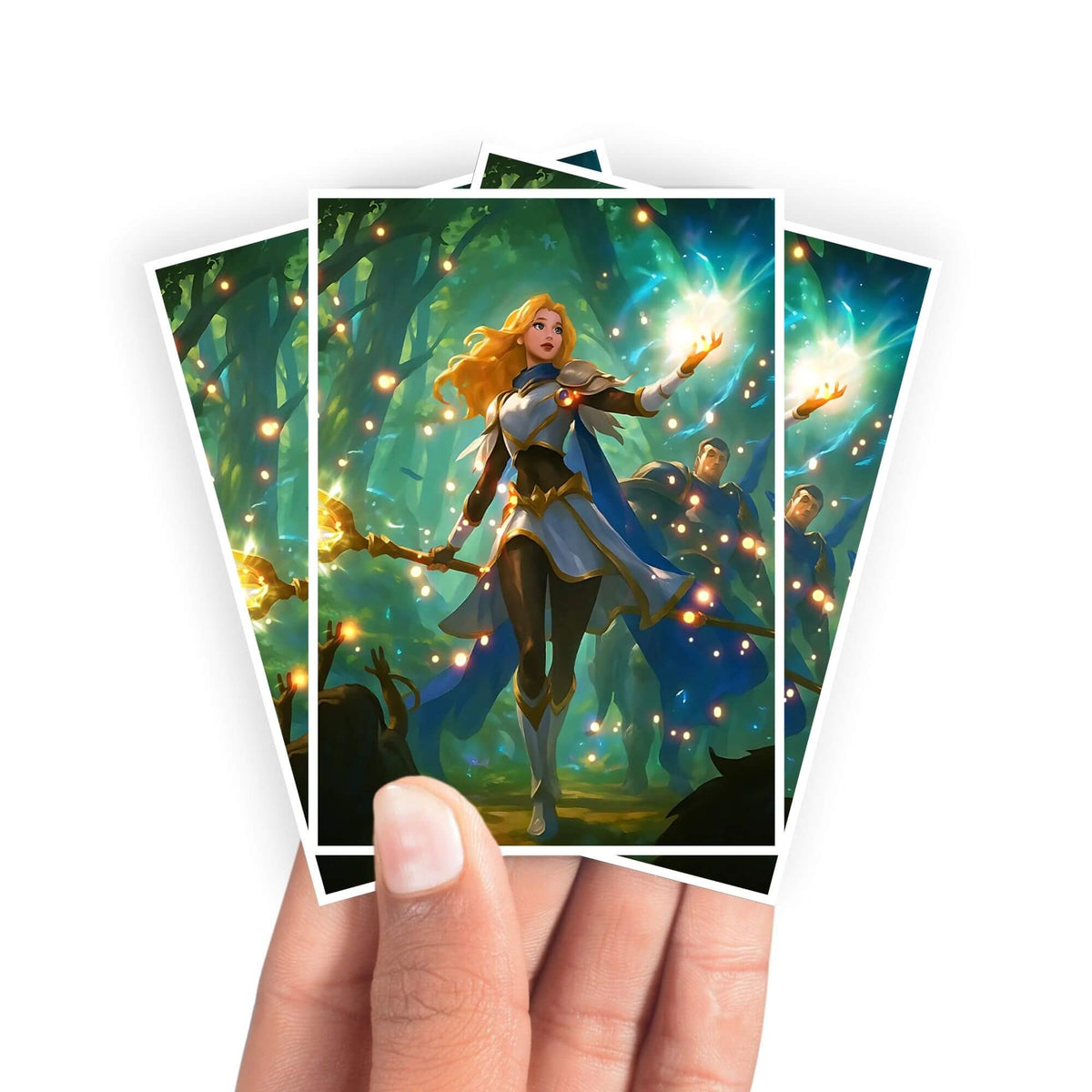 Protect and enhance your cards with our clean and crisp white border card sleeves. Featuring a minimalist design that complements any artwork, these sleeves offer a bright, timeless look. From LDB Duel. Printed with our exclusive Lux | League of Legends design for a fresh and premium finish. Luxanna-anime-yugioh-mtg-pokemon-card-protection-standard-japanese-dragon-shield-LDB-Duel-white