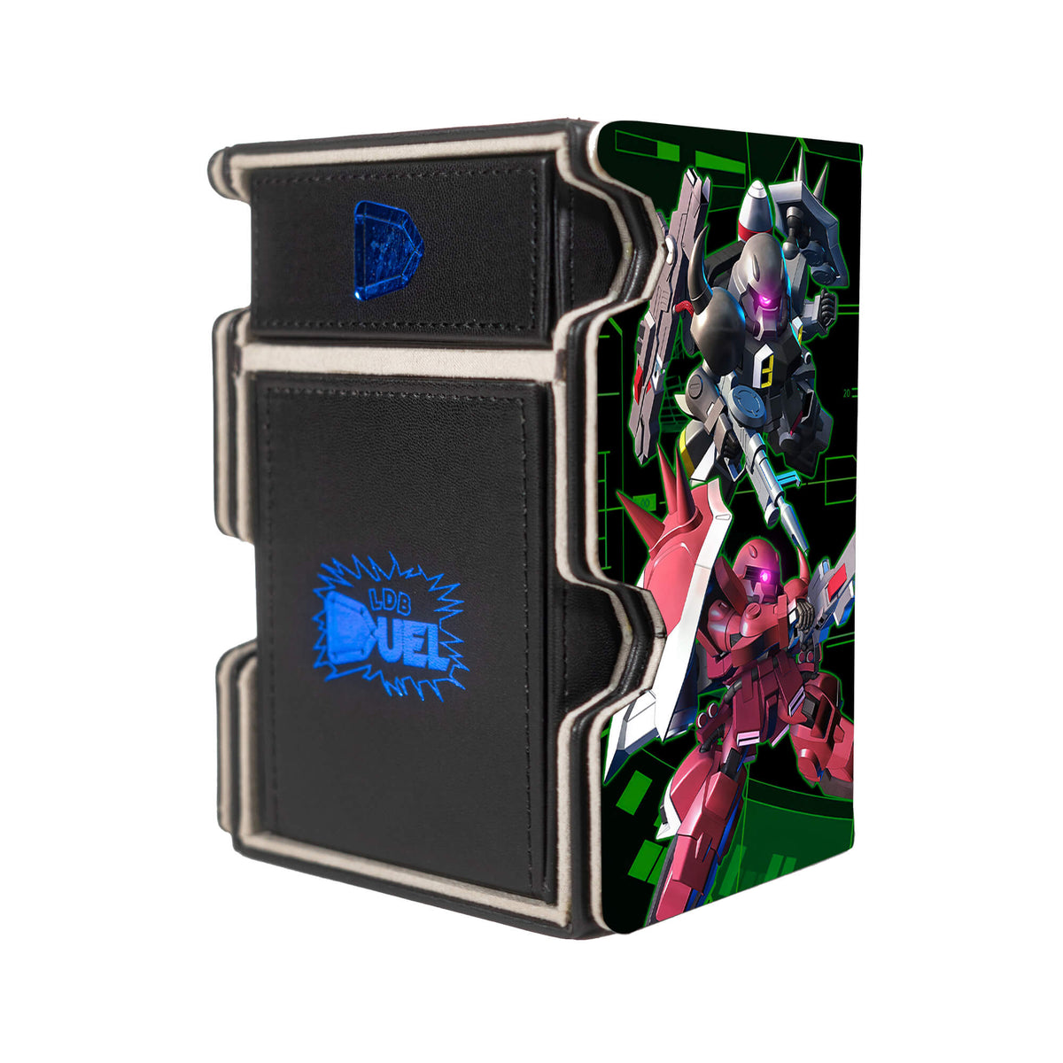 Here is the Right View of the MS Zaku SD Mach 3 Black Deck Box. Hizack-mtg-deck-tray-dice-tray-LDB-Duel