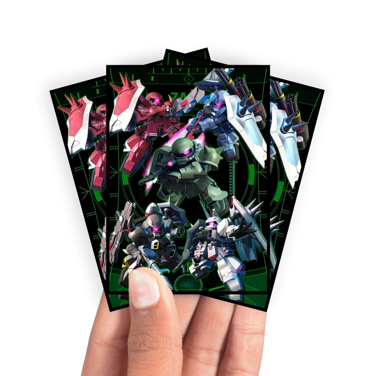 Enhance your cards with our elegant black border card sleeves, featuring a sleek, sophisticated design for a bold, modern aesthetic. From LDB Duel. Perfect for showcasing your collection, these sleeves are printed with our exclusive MS Zaku SD design. Gundam-anime-card-protection-standard-japanese-dragon-shield-LDB-Duel-black