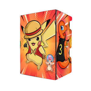 Here's another quality deck box from LDB Duel featuring the Pokemon x One Piece - Pocket Trio Monsters. Fits all types of trading card games, including Pokémon, Yu-Gi-Oh! and Magic The Gathering. The perfect card holder for the TCG player safely holds up to 100 double-sleeved cards. EVEN in extra thick sleeves. Comes with a pull-out dice tray. - LDB Duel - Tournament Box - Card Sleeves - Dice - Lorcana - Anime Cosplay