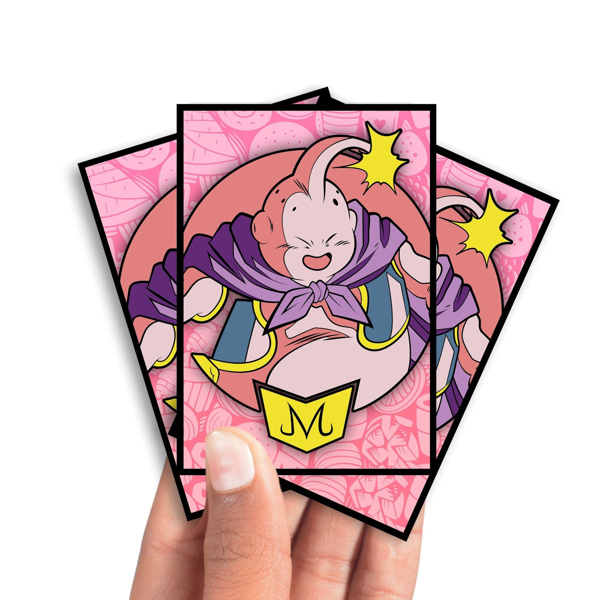Enhance your cards with our elegant black border card sleeves, featuring a sleek, sophisticated design for a bold, modern aesthetic. From LDB Duel. Perfect for showcasing your collection, these sleeves are printed with our exclusive Majin Buu design. Dragon-ball-yugioh-mtg-pokemon-card-protection-standard-japanese-dragon-shield-LDB-Duel-black