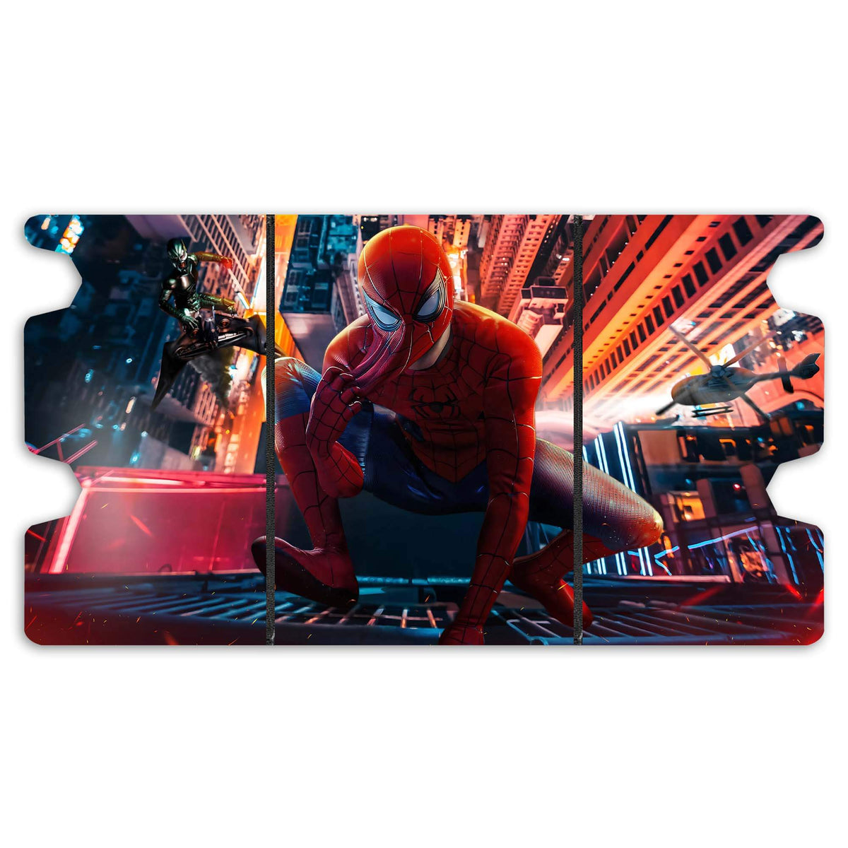 Here is the Full Lid Design of the Marvel's Spider-Man Mach 3 Black Deck Box. Web-shooter-mtg-custom-art-leather-durable-LDB-Duel