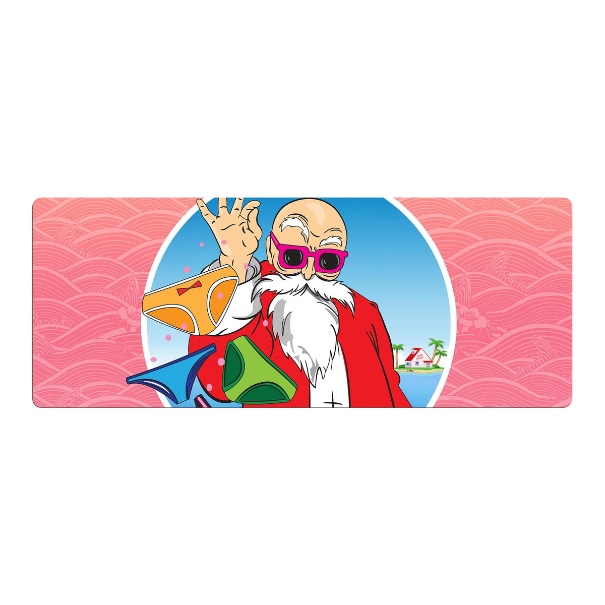 Level up your gaming setup from the LDB Duel featuring our exclusive Master Roshi Mouse Pad! Designed for gamers who value precision and comfort, this 31x12 inch masterpiece boasts a soft cloth surface for ultra-smooth tracking and a non-slip rubber base for stability during intense battles. Stylish, durable, and machine washable, it's the ultimate accessory for your desk.Goku-dragonball-yugioh-mtg-pokemon-custom-artwork-premium-durable-rubber-ldb-duel