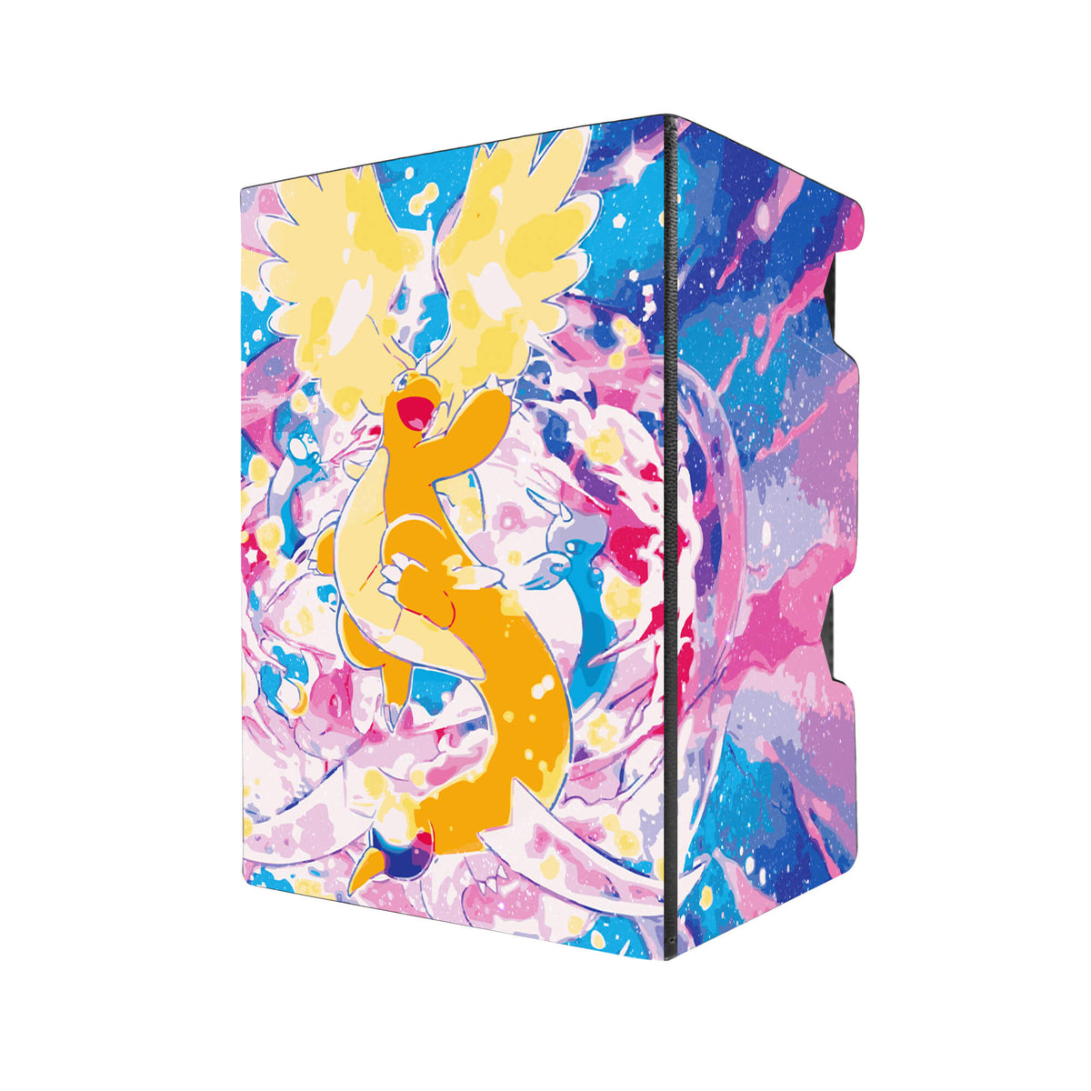 Here's another quality black deck box from LDB Duel featuring our exclusive Mega Dragonite art. Fits all types of trading card games, including Pokémon, Yu-Gi-Oh! and Magic The Gathering. The perfect card holder for the TCG player safely holds up to 100 double-sleeved cards. EVEN in extra thick sleeves. Comes with a pull-out dice tray. Dragonite-pokemon-tcg-accessories-card-storage-LDB-Duel