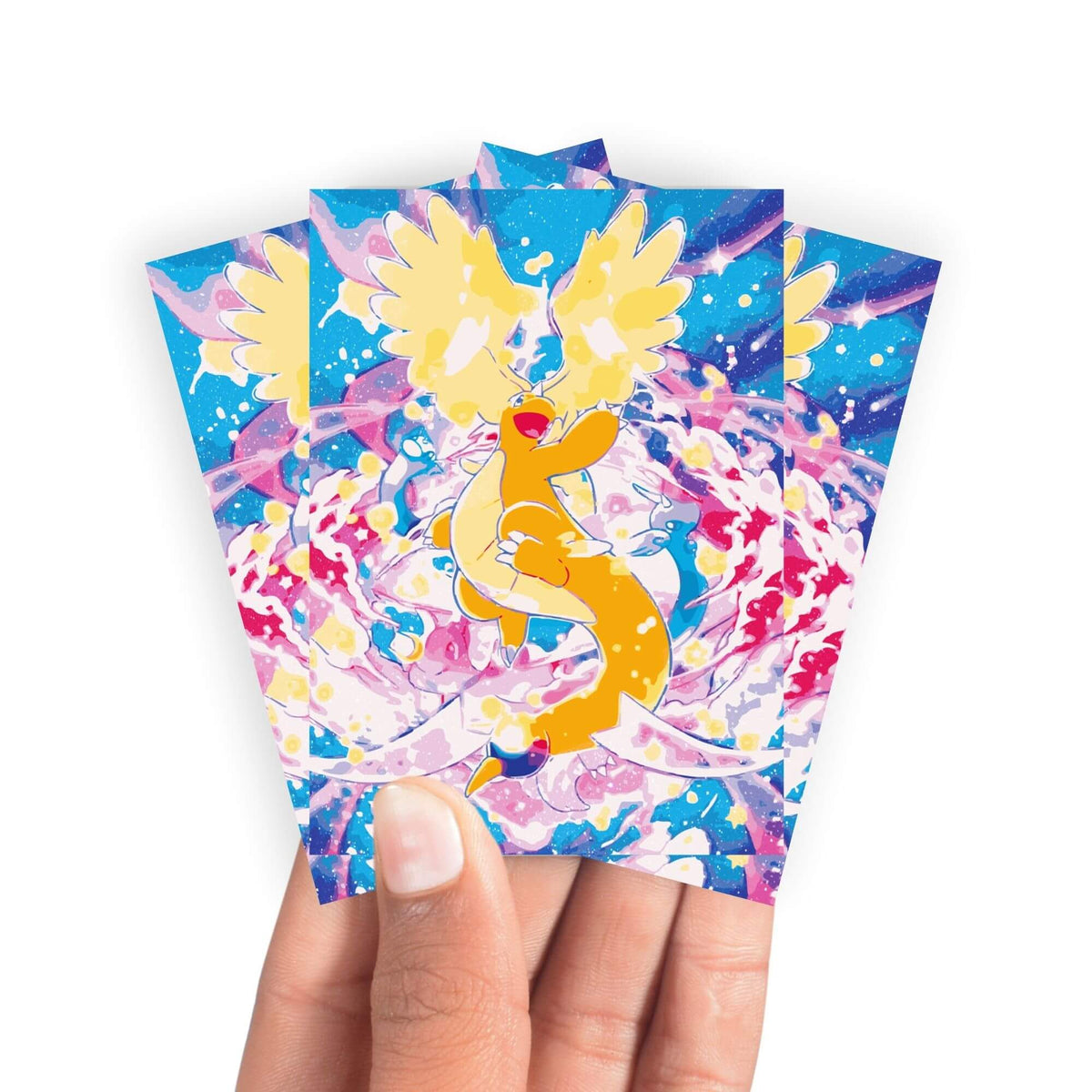 Keep your cards safe and stylish with our borderless card sleeves. Designed edge-to-edge to showcase your artwork, they offer a sleek, modern aesthetic. From LDB Duel, printed with the exclusive Mega Dragonite design for a fresh, premium feel.Dragonite-pokemon-anime-yugioh-mtg-card-protection-standard-japanese-dragon-shield-LDB-Duel-borderless