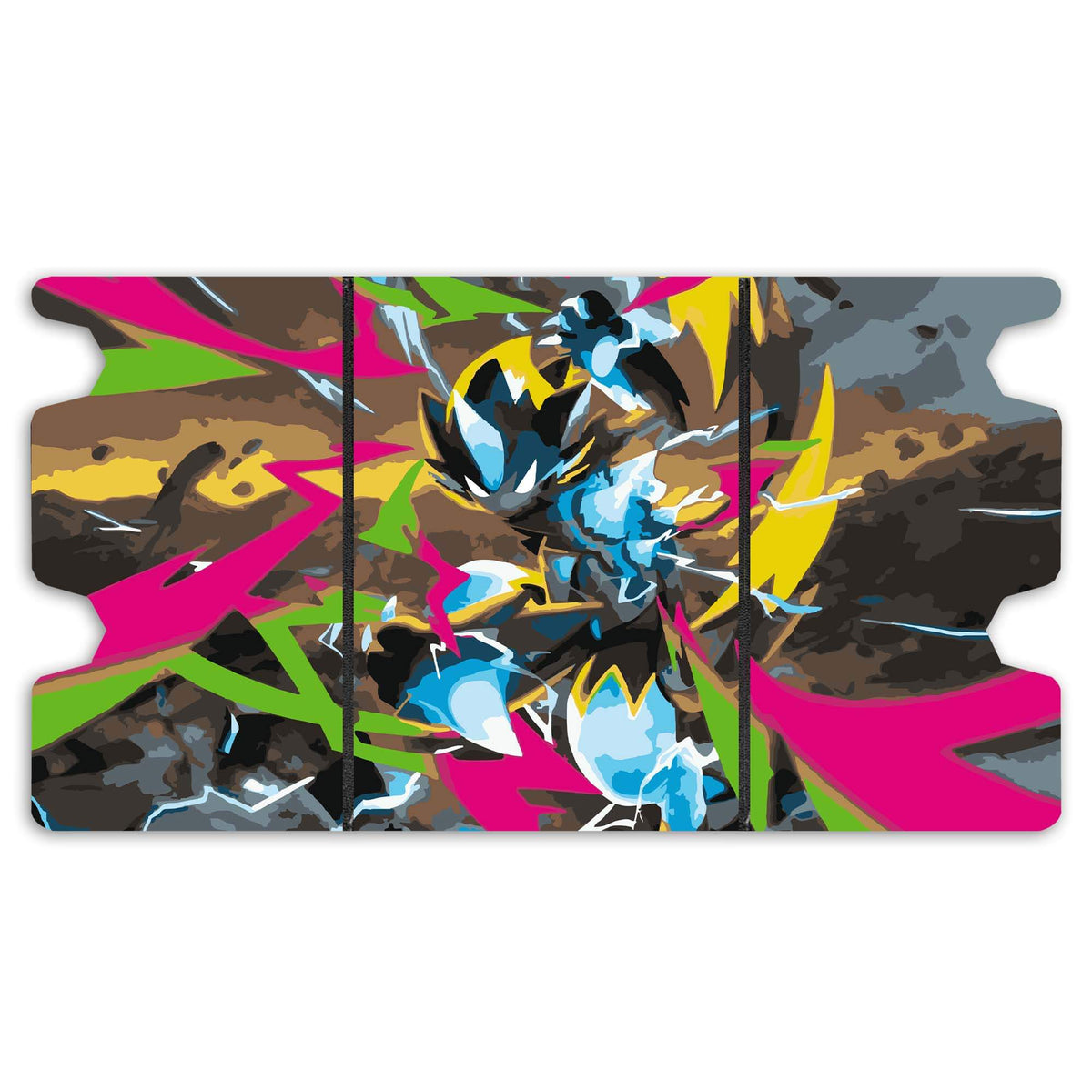 Here is the Full Lid Design of the Mega Zeraora Mach 3 Black Deck Box. Thunder-Punch-pokemon-custom-art-leather-durable-LDB-Duel