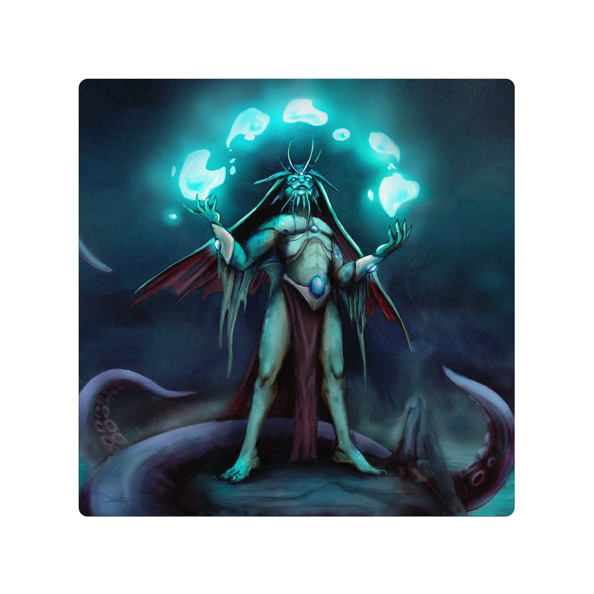Upgrade your dueling game with LDB Duel featuring our exclusive Merfolk Summoner double matt! Designed with a premium cloth surface for effortless card handling and a sturdy rubber base for maximum stability, this 24x24-inch mat offers both style and practicality. It's card and sleeve-friendly, plus machine washable for easy upkeep! Arcavios-mtg-yugioh-pokemon-custom-artwork-premium-durable-rubber-ldb-duel