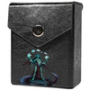 Enhance your TCG storage with the Merfolk Summoner Mach 2 Black deck box, available in options for 60 or 80 single-card sleeves. Sold by LDB Duel. Crafted from durable faux leather, it includes a built-in belt loop, a strong magnetic snap, and showcases our exclusive Merfolk Summoner design—ideal for TCG enthusiasts on the move! Merfolk-mtg-yugioh-pokemon-tcg-accessories-card-storage-LDB-Duel-black