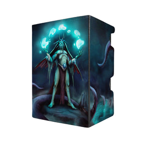 Here's another quality black deck box from LDB Duel featuring our exclusive Merfolk Summoner art. Fits all types of trading card games, including Pokémon, Yu-Gi-Oh! and Magic The Gathering. The perfect card holder for the TCG player safely holds up to 100 double-sleeved cards. EVEN in extra thick sleeves. Comes with a pull-out dice tray. Merfolk-mtg-yugioh-pokemon-tcg-accessories-card-storage-LDB-Duel