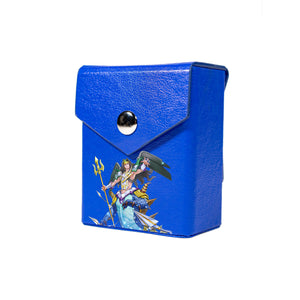 Enhance your TCG storage with the Mach 2 Blue deck box, available in options for 60 or 80 single-card sleeves. Crafted from durable faux leather, it includes a built-in belt loop, a strong magnetic snap, and showcases our exclusive Mermail Atlantean Archetype design—ideal for TCG enthusiasts on the move! Abyss-sting-yugioh-custom-deck-portable-collector-LDB-Duel-blue