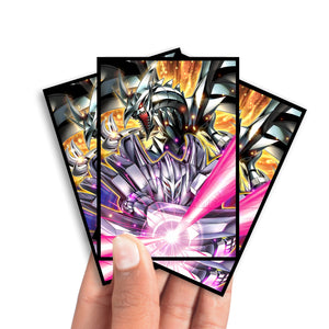 Enhance your cards with our elegant black border card sleeves, featuring a sleek, sophisticated design for a bold, modern aesthetic. From LDB Duel. Perfect for showcasing your collection, these sleeves are printed with our exclusive Metalmorph Archetype design. Metal-yugioh-mtg-pokemon-card-protection-standard-japanese-dragon-shield-LDB-Duel-black