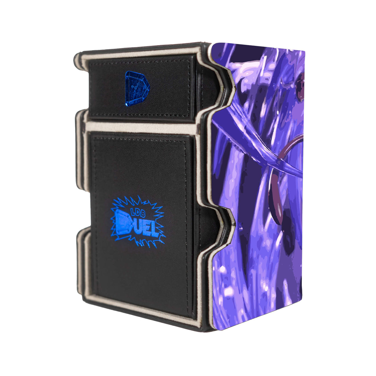 Here is the Right View of the Mewtwo Mach 3 Black Deck Box. Pressure-pokemon-deck-tray-dice-tray-LDB-Duel