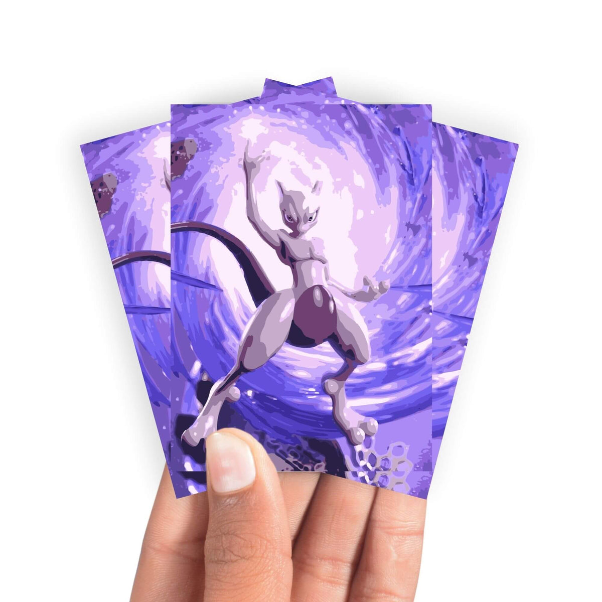 Keep your cards safe and stylish with our borderless card sleeves. Designed edge-to-edge to showcase your artwork, they offer a sleek, modern aesthetic. From LDB Duel, printed with the exclusive Mewtwo design for a fresh, premium feel.Legendary-pokemon-anime-yugioh-mtg-card-protection-standard-japanese-dragon-shield-LDB-Duel-borderless