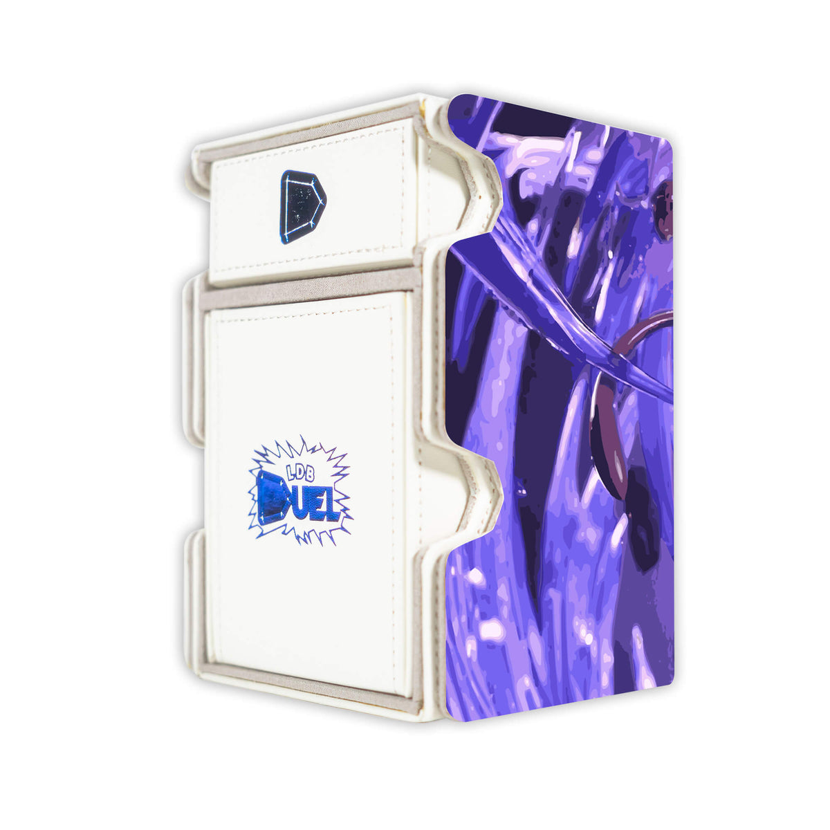 Here is the Right View of the Mewtwo Mach 3 White Deck Box. Psychic-pokemon-deck-tray-dice-tray-LDB-Duel