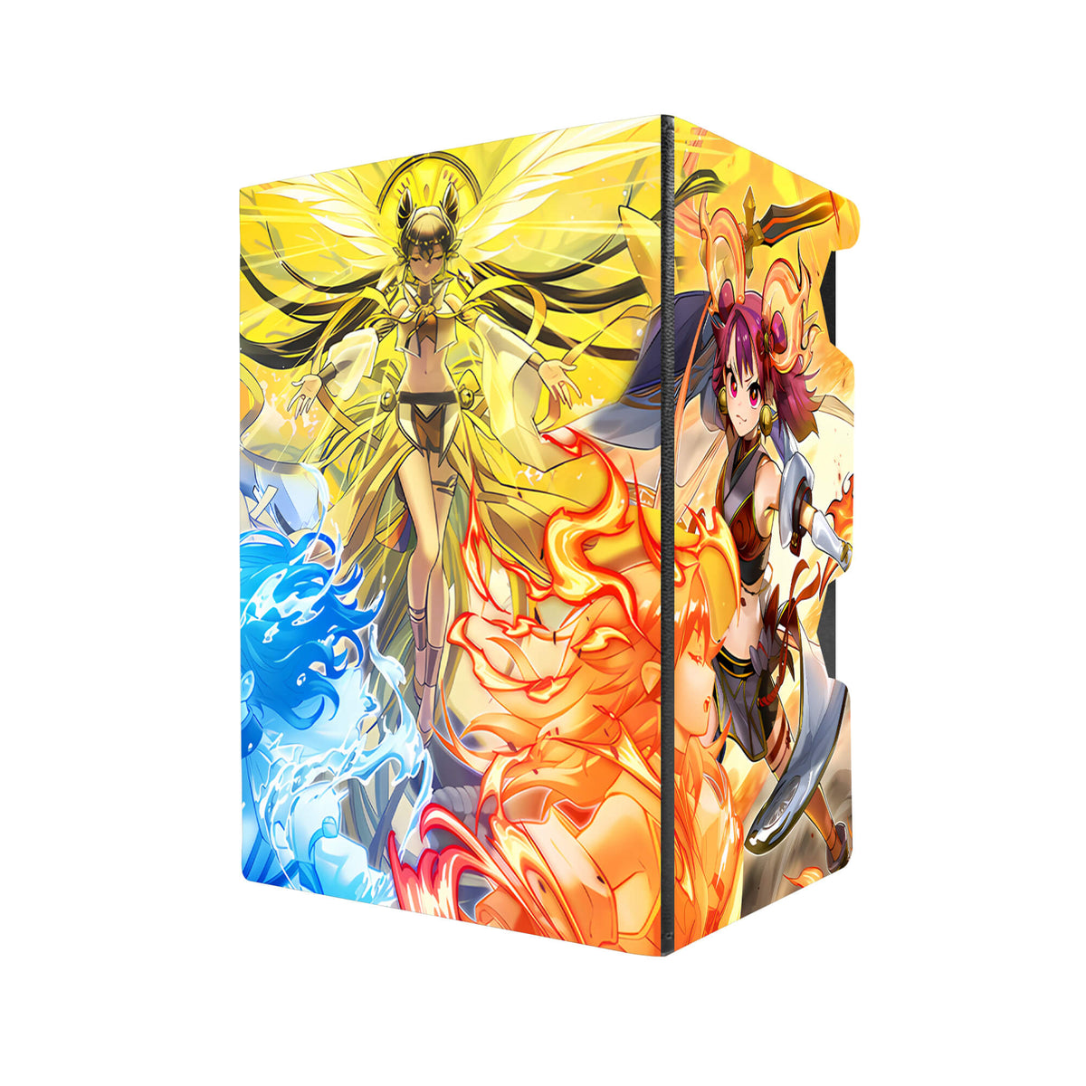 Here's another quality black deck box from LDB Duel featuring our exclusive Mikanko Kagura Archetype art. Fits all types of trading card games, including Pokémon, Yu-Gi-Oh! and Magic The Gathering. The perfect card holder for the TCG player safely holds up to 100 double-sleeved cards. EVEN in extra thick sleeves. Comes with a pull-out dice tray. Arahime-yugioh-tcg-accessories-card-storage-LDB-Duel