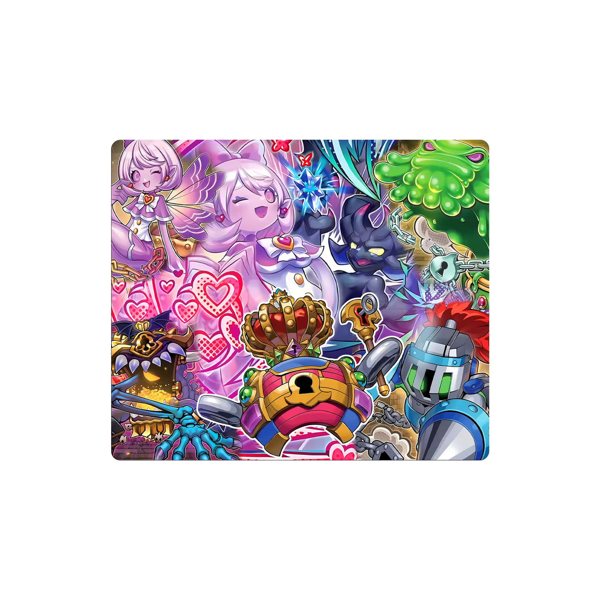 Enhance your gaming setup with our exclusive artwork Mimighoul Archetype mouse pad! Featuring a soft cloth surface for precise mouse tracking and a durable rubber base for a stable grip, this 10x8.5 inch mouse pad is the perfect blend of style and performance. Plus, it's machine washable for easy maintenance! Charm-yugioh-mtg-pokemon-custom-artwork-premium-durable-rubber-ldb-duel