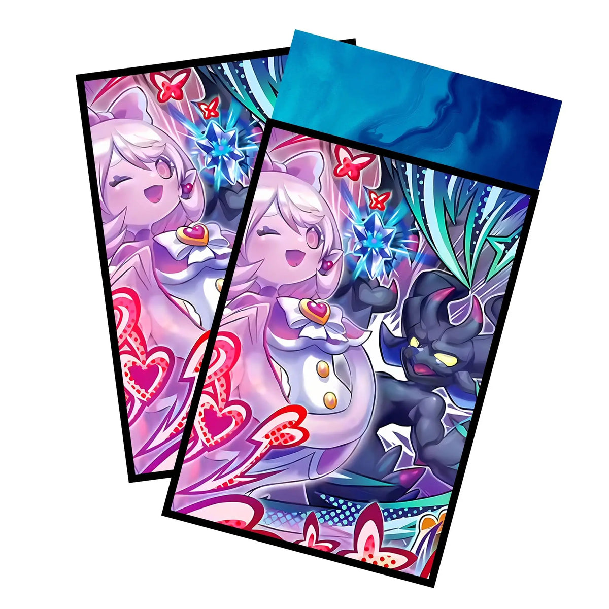 Enhance your cards with our elegant black border card sleeves, featuring a sleek, sophisticated design for a bold, modern aesthetic. From LDB Duel. Perfect for showcasing your collection, these sleeves are printed with our exclusive Mimighoul Archetype design. Fairy-yugioh-card-protection-standard-japanese-dragon-shield-LDB-Duel-black