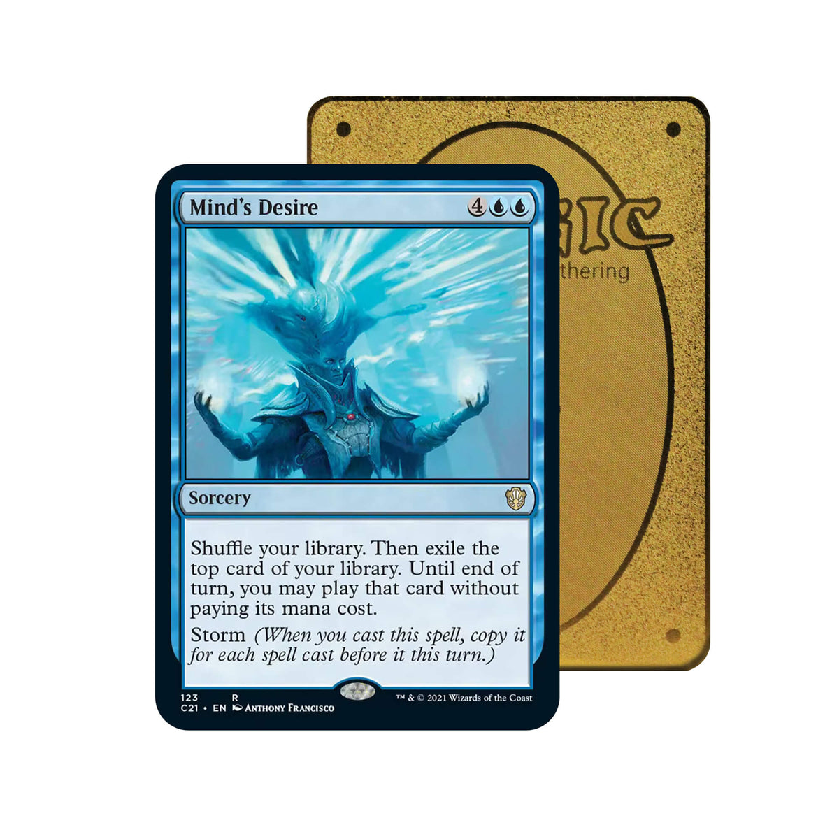 Level up your game with our custom-printed metal orica cards, featuring exclusive Mind’s Desire artwork in gold metal. Durable, scratch-resistant, and embossed with the iconic Yu-Gi-Oh! card back, these slim orica cards fit perfectly in card sleeves. Storm-mtg-yugioh-pokemon-metal-card-embossed-design-custom-artwork-duel-accessories-ldb-duel