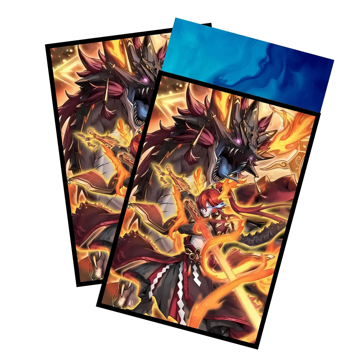 Enhance your cards with our elegant black border card sleeves, featuring a sleek, sophisticated design for a bold, modern aesthetic. From LDB Duel. Perfect for showcasing your collection, these sleeves are printed with our exclusive Mitsurigi no Mikoto, Saji design. Mitsurigi-yugioh-card-protection-standard-japanese-dragon-shield-LDB-Duel-black