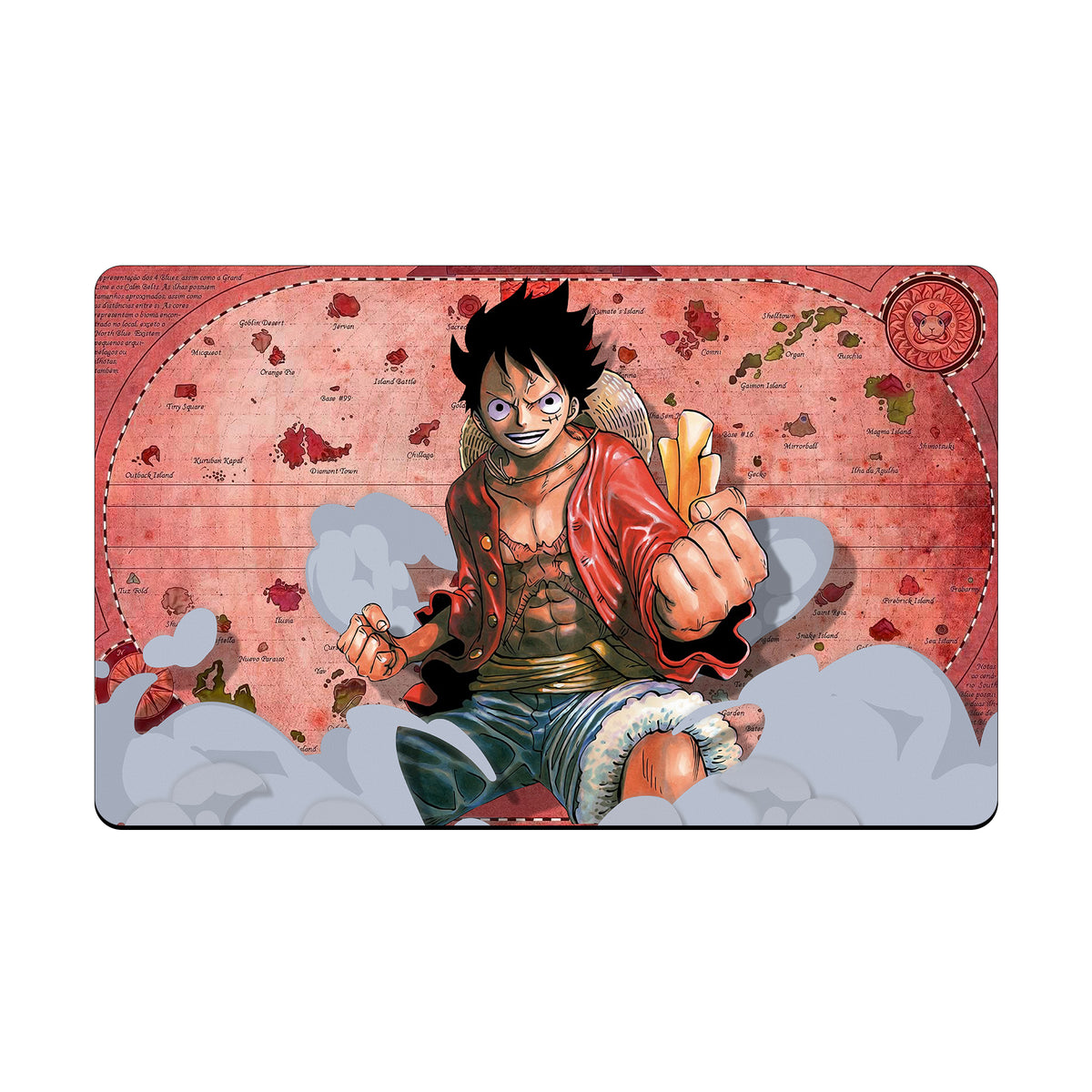 Transform your dueling experience with our exclusive art Monkey D. Luffy playmat from LDB Duel! Featuring a soft cloth top for smooth card movement and a durable rubber back for a secure grip, this 24x14 inch mat is machine washable and safe for cards and sleeves. Pirate-King-yugioh-mtg-pokemon-custom-artwork-premium-durable-rubber-ldb-duel