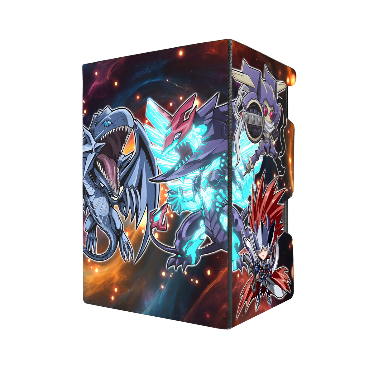 Here's another quality black deck box from LDB Duel featuring our exclusive Monster Mayhem art. Fits all types of trading card games, including Pokémon, Yu-Gi-Oh! and Magic The Gathering. The perfect card holder for the TCG player safely holds up to 100 double-sleeved cards. EVEN in extra thick sleeves. Comes with a pull-out dice tray. Skull-Servant-yugioh-tcg-accessories-card-storage-LDB-Duel