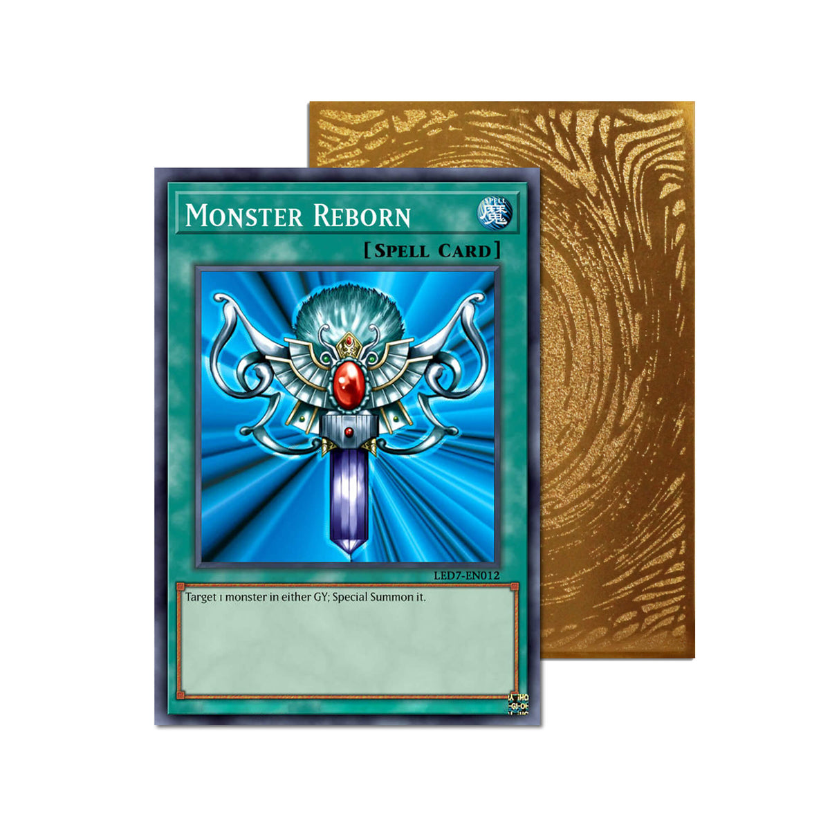 Level up your game with our custom-printed metal orica cards, featuring exclusive Monster Reborn artwork in gold metal. Durable, scratch-resistant, and embossed with the iconic Yu-Gi-Oh! card back, these slim orica cards fit perfectly in card sleeves. Monster-Rebirth-yugioh-mtg-pokemon-metal-card-embossed-design-custom-artwork-duel-accessories-ldb-duel