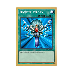 Level up your game with our custom-printed metal orica cards, featuring exclusive Monster Reborn artwork in gold metal. Durable, scratch-resistant, and embossed with the iconic Yu-Gi-Oh! card back, these slim orica cards fit perfectly in card sleeves. Dark-Yugi-yugioh-mtg-pokemon-metal-card-embossed-design-custom-artwork-duel-accessories-ldb-duel