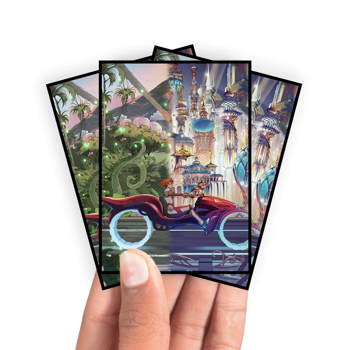 Enhance your cards with our elegant black border card sleeves, featuring a sleek, sophisticated design for a bold, modern aesthetic. From LDB Duel. Perfect for showcasing your collection, these sleeves are printed with our exclusive Muraganda and Avishkar design. Avishkar-Raceway-mtg-yugioh-pokemon-card-protection-standard-japanese-dragon-shield-LDB-Duel-black