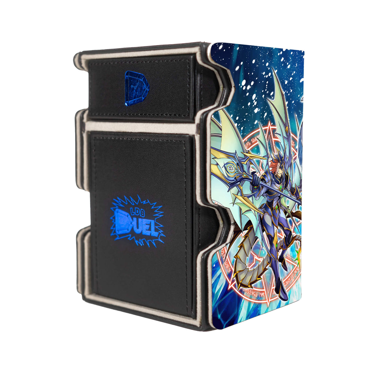 Here is the Right View of the Nekroz Archetype Mach 3 Black Deck Box. Clausolas-yugioh-deck-tray-dice-tray-LDB-Duel