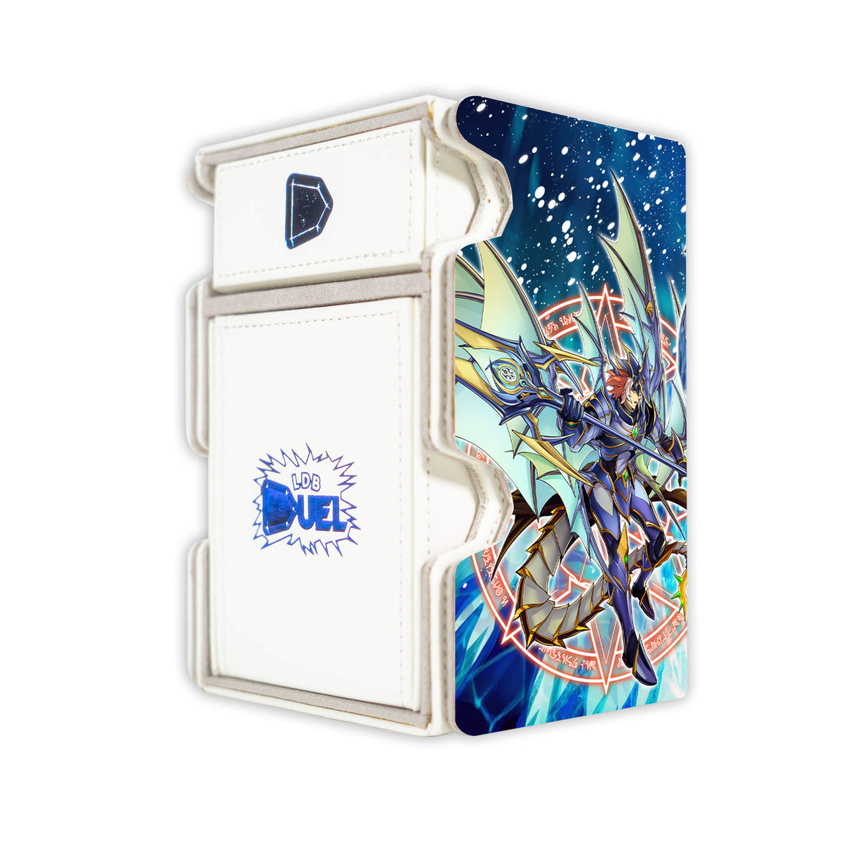 Here is the Right View of the Nekroz Archetype Mach 3 White Deck Box. Trishula-yugioh-deck-tray-dice-tray-LDB-Duel