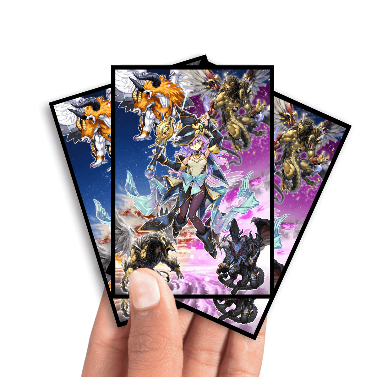 Enhance your cards with our elegant black border card sleeves, featuring a sleek, sophisticated design for a bold, modern aesthetic. From LDB Duel. Perfect for showcasing your collection, these sleeves are printed with our exclusive Nightmare Apprentice design. Chimera-yugioh-mtg-pokemon-card-protection-standard-japanese-dragon-shield-LDB-Duel-black