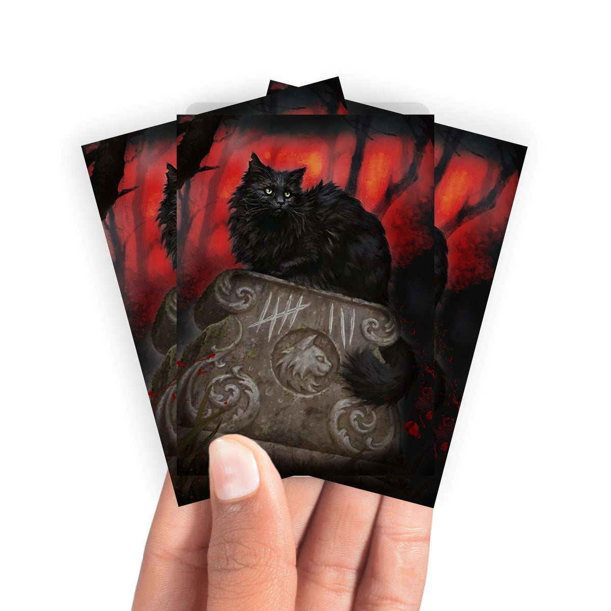 Keep your cards safe and stylish with our borderless card sleeves. Designed edge-to-edge to showcase your artwork, they offer a sleek, modern aesthetic. From LDB Duel, printed with the exclusive Nine-Lives Familiar design for a fresh, premium feel.Nine-Lives-yugioh-mtg-pokemon-card-protection-standard-japanese-dragon-shield-LDB-Duel-borderless