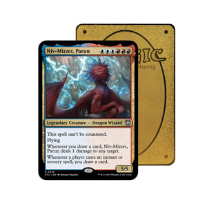Level up your game with our custom-printed metal orica cards, featuring exclusive Niv-Mizzet, Parun artwork in gold metal. Durable, scratch-resistant, and embossed with the iconic Yu-Gi-Oh! card back, these slim orica cards fit perfectly in card sleeves. Ophidian-Eye-mtg-yugioh-pokemon-metal-card-embossed-design-custom-artwork-duel-accessories-ldb-duel