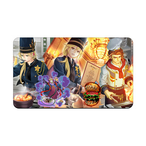 Transform your dueling experience with our exclusive art Nouvelles Chefs playmat from LDB Duel! Featuring a soft cloth top for smooth card movement and a durable rubber back for a secure grip, this 24x14 inch mat is machine washable and safe for cards and sleeves. Chefs-yugioh-mtg-pokemon-custom-artwork-premium-durable-rubber-ldb-duel