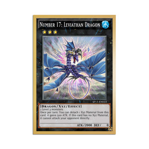 Level up your game with our custom-printed metal orica cards, featuring exclusive Number 17: Leviathan Dragon artwork in gold metal. Durable, scratch-resistant, and embossed with the iconic Yu-Gi-Oh! card back, these slim orica cards fit perfectly in card sleeves. Reginald-Kastle-yugioh-mtg-pokemon-metal-card-embossed-design-custom-artwork-duel-accessories-ldb-duel
