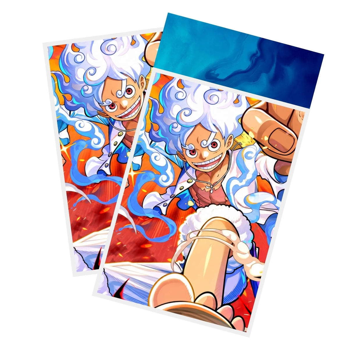 Protect and enhance your cards with our clean and crisp white border card sleeves. Featuring a minimalist design that complements any artwork, these sleeves offer a bright, timeless look. From LDB Duel. Printed with our exclusive Luffy's Gear 5 Awakening design for a fresh and premium finish. Strawhat-Pirates-onepiece-card-protection-standard-japanese-dragon-shield-LDB-Duel-white