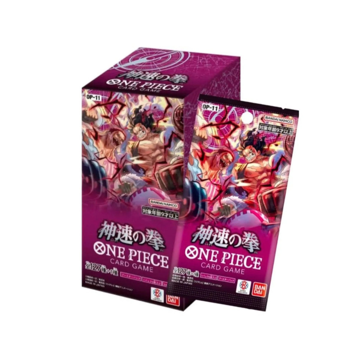 Experience high-octane battles with the Japanese One Piece Card Game: A Fist of Divine Speed Booster Box (OP-11), containing 24 booster packs with 6 cards each. Centered on the Whole Cake Island Arc, this set features iconic characters from the Big Mom Pirates and the Vinsmoke Family, alongside powerful new Leaders like Katakuri and Nami. Available now at LDB Duel Store—grab your box today to power up your deck and take down your rivals!