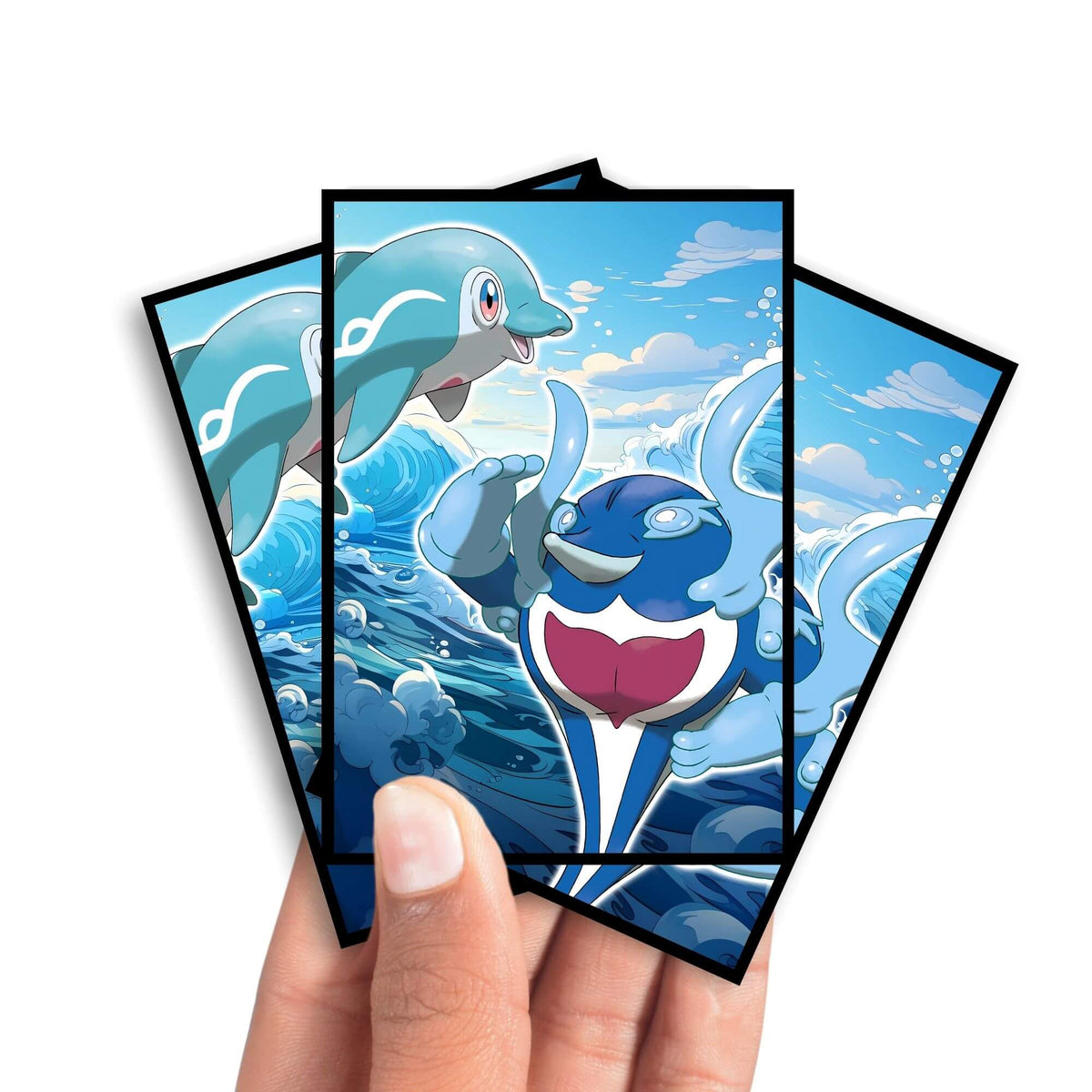 Enhance your cards with our elegant black border card sleeves, featuring a sleek, sophisticated design for a bold, modern aesthetic. From LDB Duel. Perfect for showcasing your collection, these sleeves are printed with our exclusive Palafin Evolutions design. Acrobatics-pokemon-yugioh-mtg-card-protection-standard-japanese-dragon-shield-LDB-Duel-black