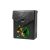 Enhance your TCG storage with the Parrot Dragon Mach 2 Black deck box, available in options for 60 or 80 single-card sleeves. Sold by LDB Duel. Crafted from durable faux leather, it includes a built-in belt loop, a strong magnetic snap, and showcases our exclusive Parrot Dragon design—ideal for TCG enthusiasts on the move! Toon-Kingdom-yugioh-mtg-pokemon-tcg-accessories-card-storage-LDB-Duel-black