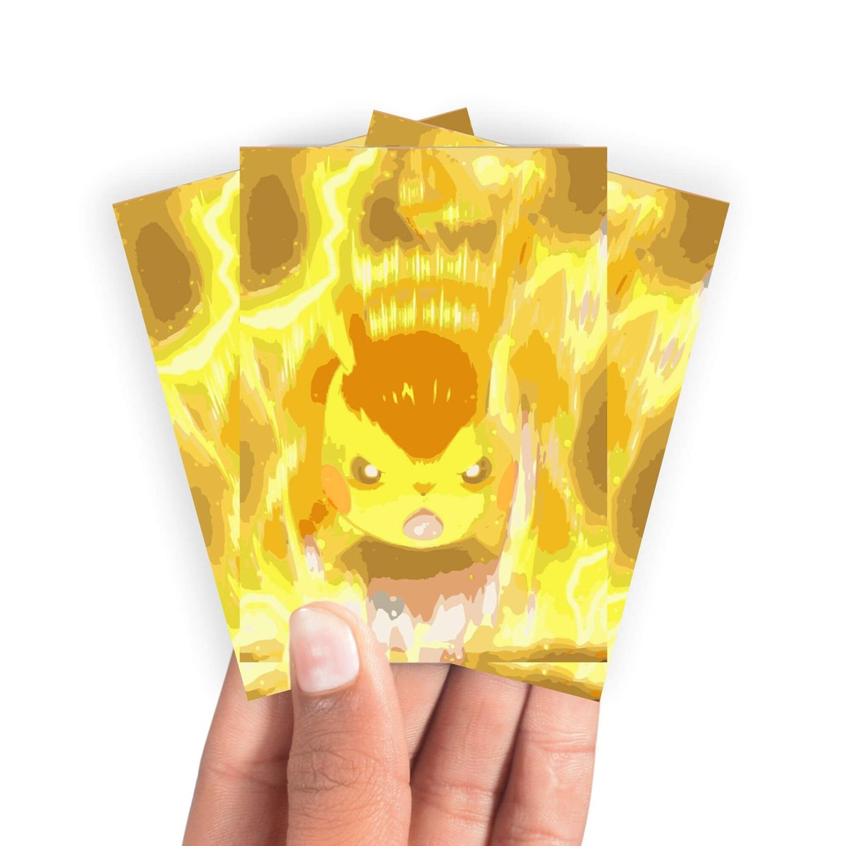 Keep your cards safe and stylish with our borderless card sleeves. Designed edge-to-edge to showcase your artwork, they offer a sleek, modern aesthetic. From LDB Duel, printed with the exclusive Pikachu design for a fresh, premium feel.Thunderbolt-pokemon-anime-yugioh-mtg-card-protection-standard-japanese-dragon-shield-LDB-Duel-borderless