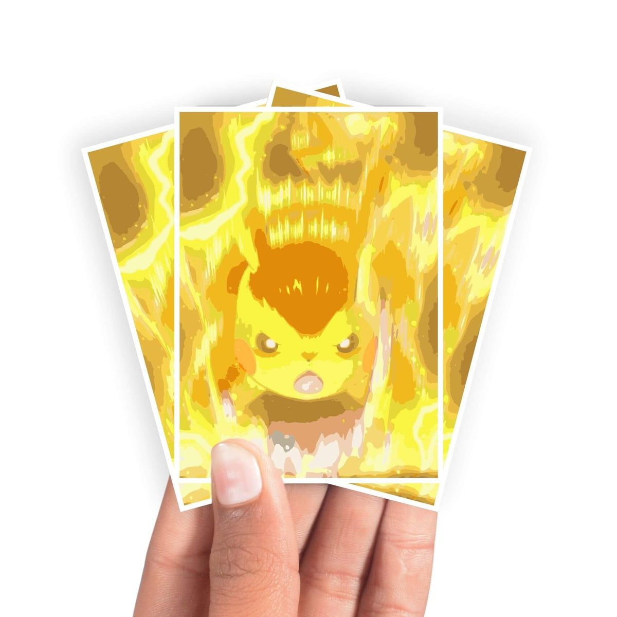 Protect and enhance your cards with our clean and crisp white border card sleeves. Featuring a minimalist design that complements any artwork, these sleeves offer a bright, timeless look. From LDB Duel. Printed with our exclusive Pikachu design for a fresh and premium finish. Electric-pokemon-anime-yugioh-mtg-card-protection-standard-japanese-dragon-shield-LDB-Duel-white